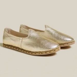 Sabah Gold Leather Flats